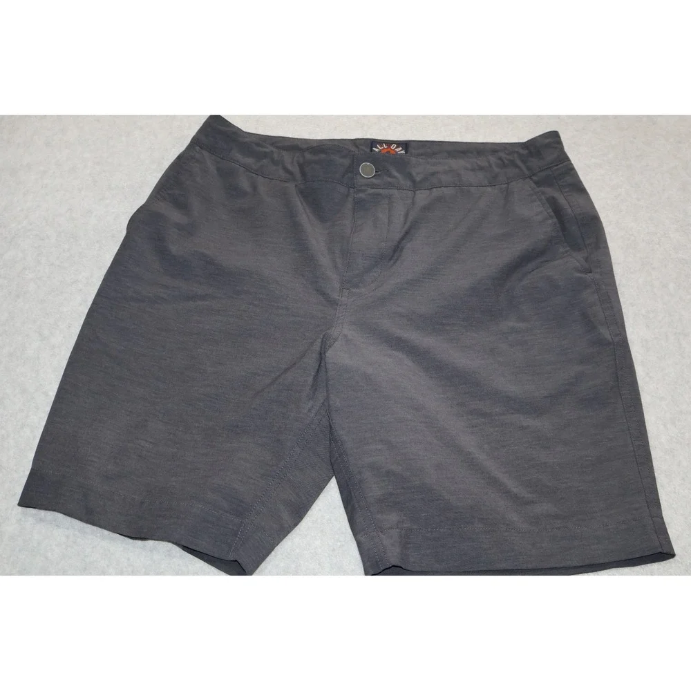 Faherty All Day Shorts Mens 33 Grey Hybrid Board Polyester Blend Draw Strings